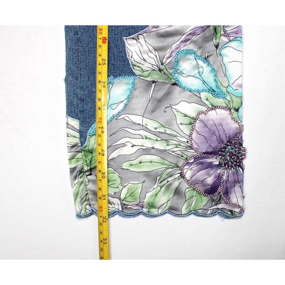 Soft Surroundings Nevaeh Floral Beaded Fairy Cropped Denim Jeans Pants Women 10P - Picture 13 of 15